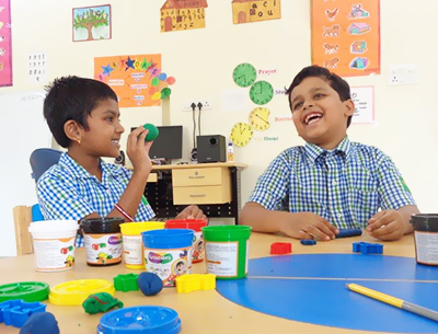 Children are introduced to group learning and assignments At Reliance Foundation School